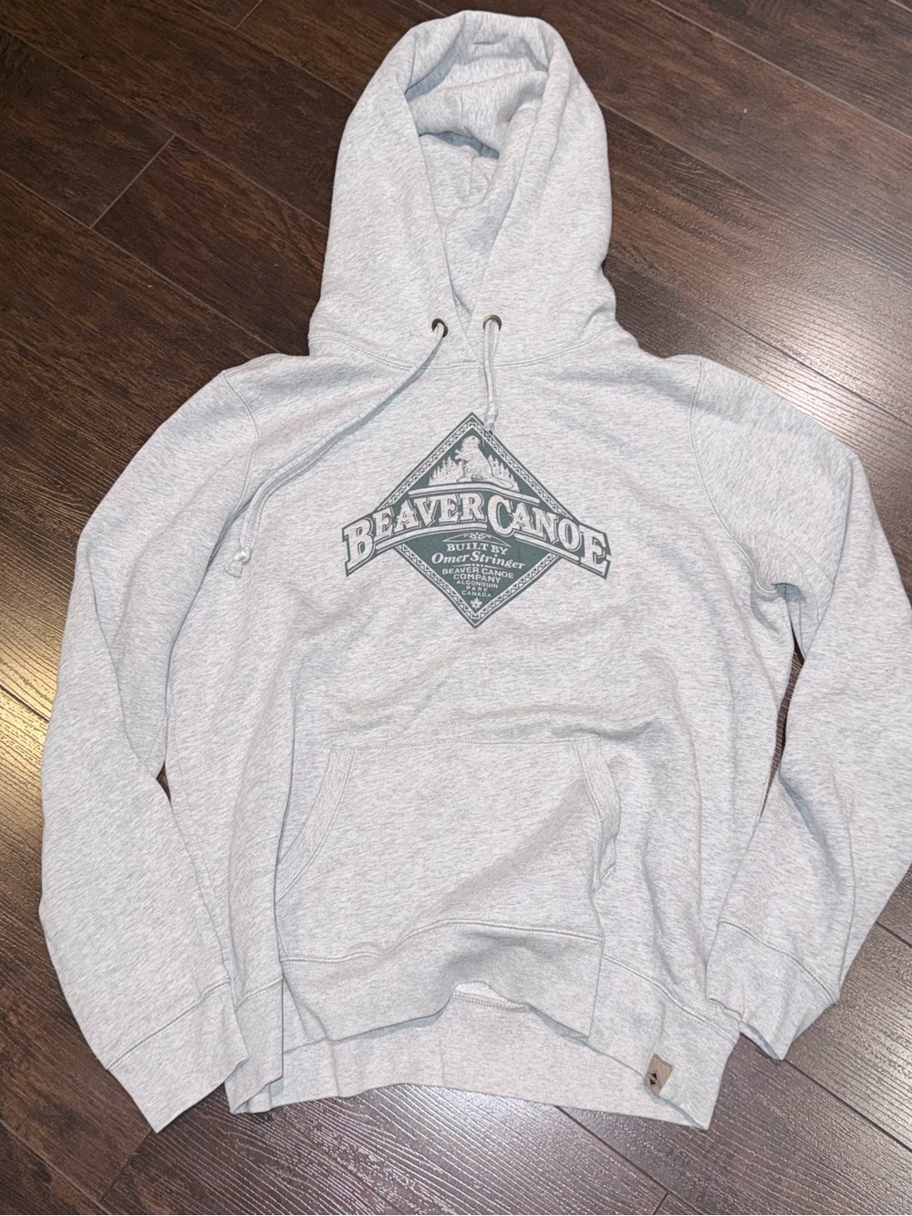 Vintage Beaver Canoe Hoodie Pullover Sweatshirt Men’s Size XL Grey Fleece